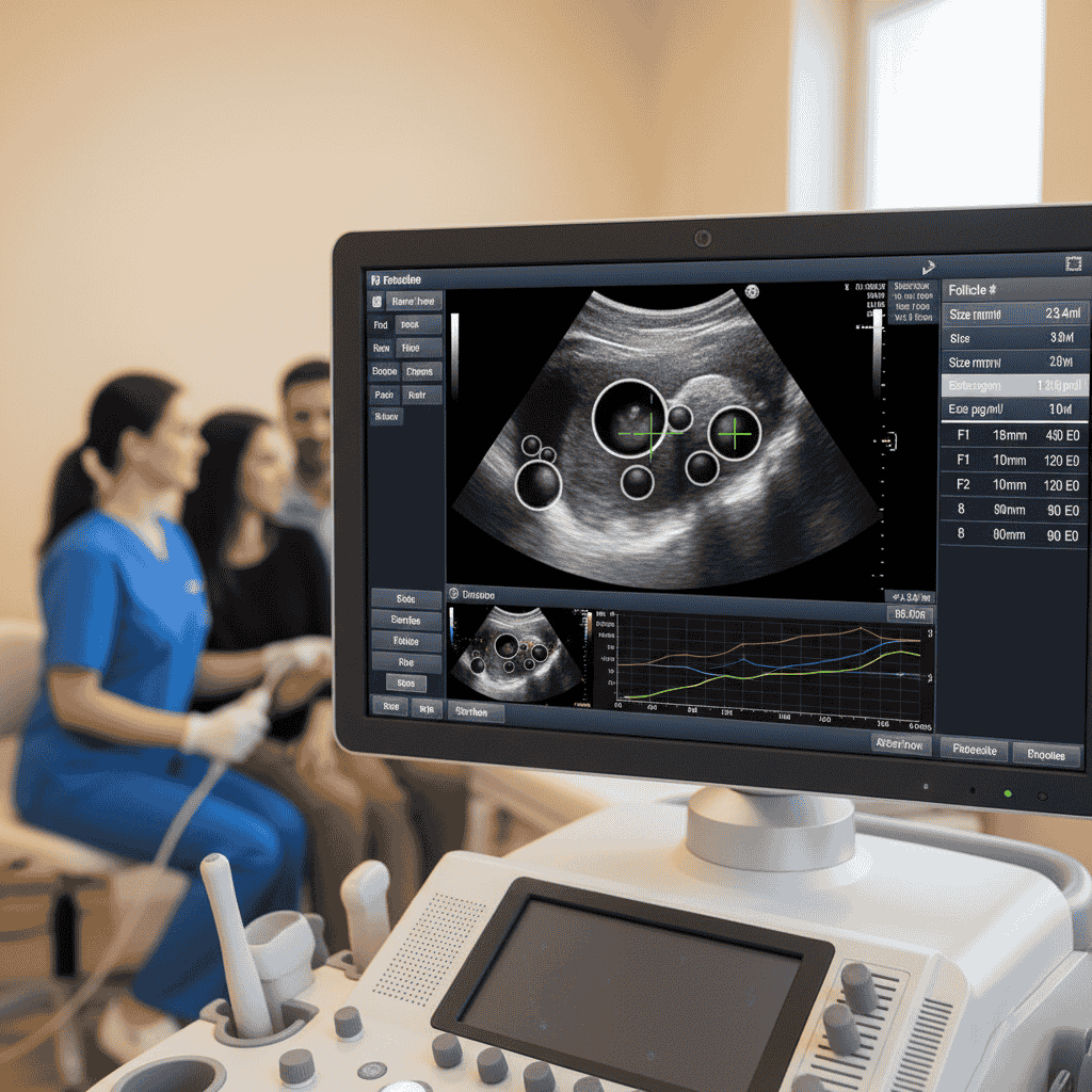 Follicular study ultrasound monitoring fertility treatment